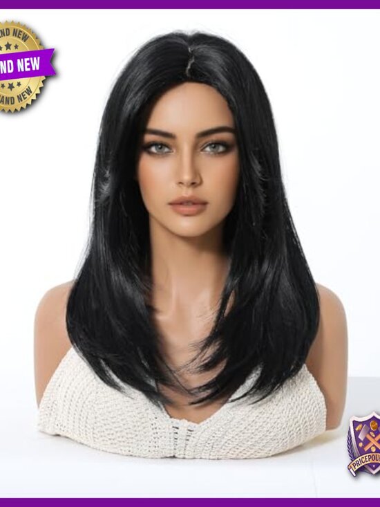Shoulder Length Layered Straight Human Hair Wig with Bangs Glueless Wear main image 7
